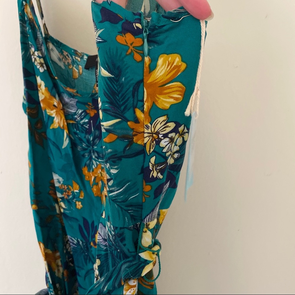 Green Floral Jumpsuit with Tie waist - Picture 6 of 8